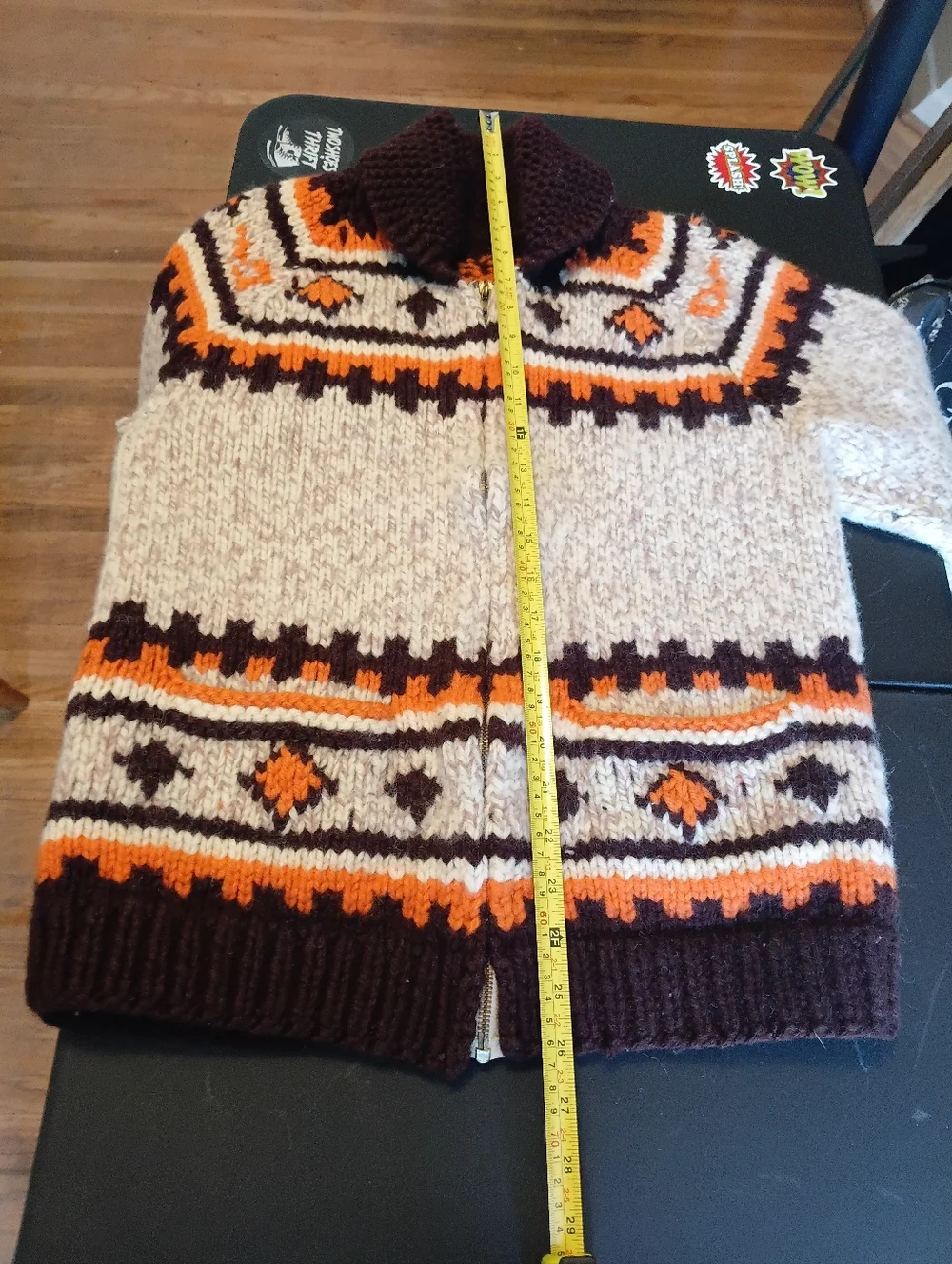 Vintage 50's 60's Handmade Cowichan Style Curling Sweater Small Boho Cottagecore - Picture 5 of 17